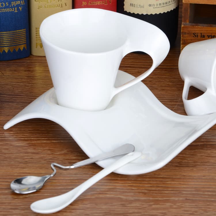 European Style Espresso Cup Ceramic Set, Mugs, Creative Couple Breakfast Cup, Solid Color Milk Cup
