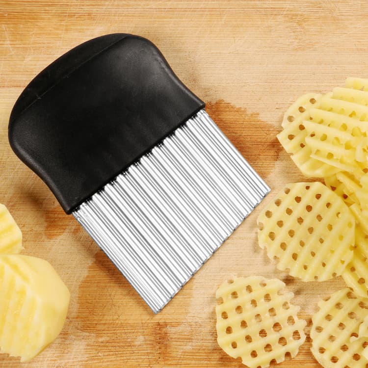Multifunctional Kitchen Crinkle Cutter, French Fry Slicer, Wave Blade, Stainless Steel, Potato Slicer