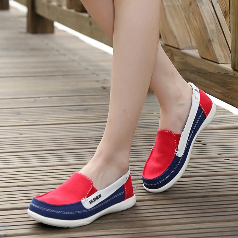 Cloth Shoes Women's Spring and Summer Soft Sole Flat Heel Maternity Shoes Slip-on Casual Canvas Sneakers for Seniors