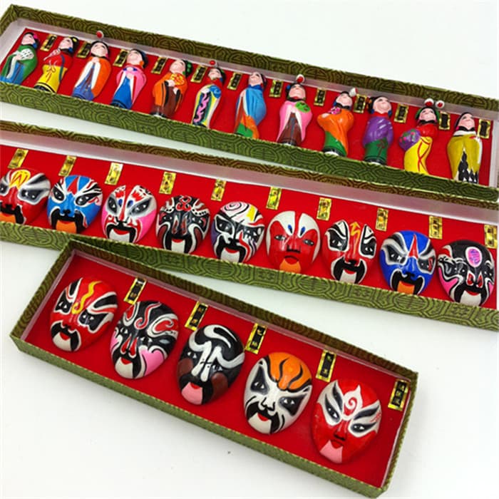 Chinese Style Peking Opera Clay Figurine Ornament, Folk Craft as Overseas Gift