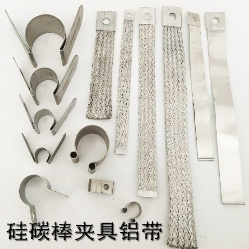 Silicon Carbide Rod Spring Clamp Stainless Steel Fixture C-Type M-Type Connector with Clip Silicon Molybdenum Rod 14 Aluminum Braided Conductive Strip