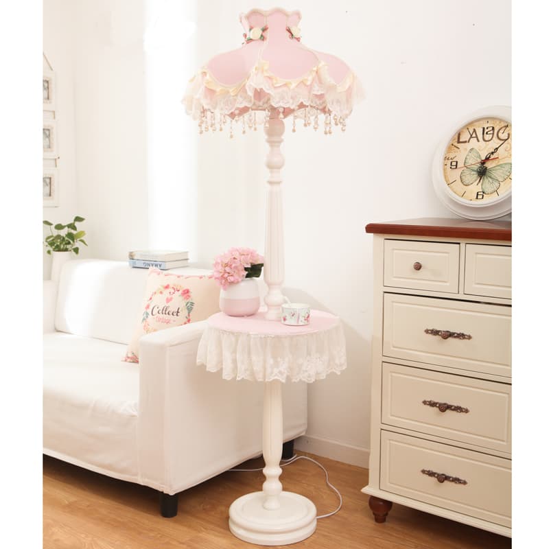 European floor lamp bedroom bedside princess Korean girl children's room sofa living room coffee table tall standing table lamp