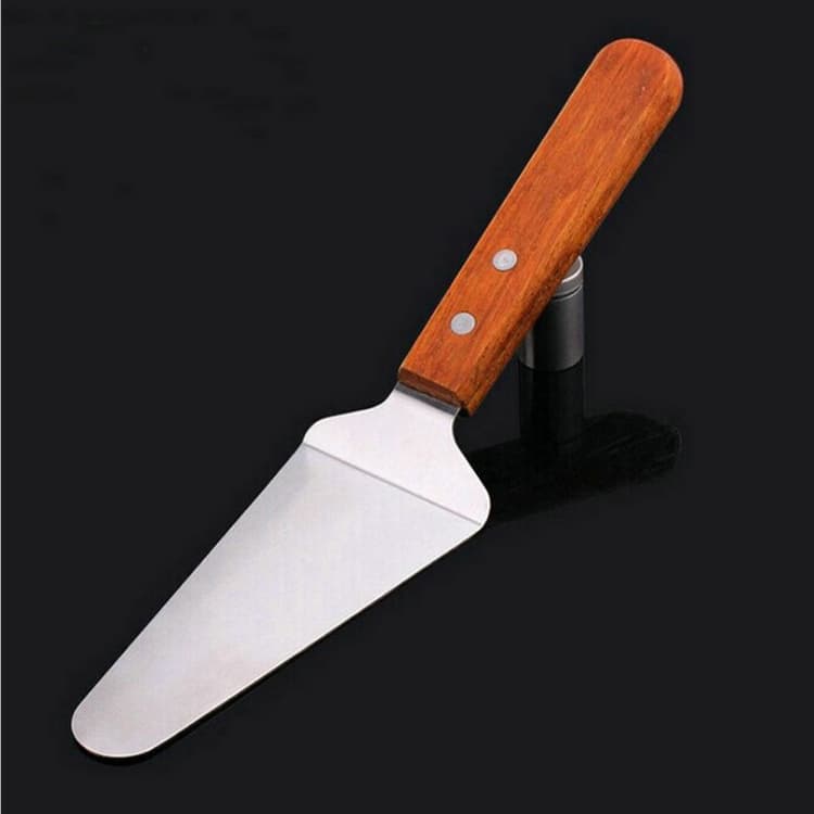 Wooden Handle Stainless Steel Pizza Peel, Cake Spatula, Cake Knife, Round Baking Tool