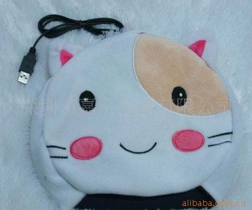 We supply USB cartoon cat hand warmer mouse pads and plush warm mouse pads.