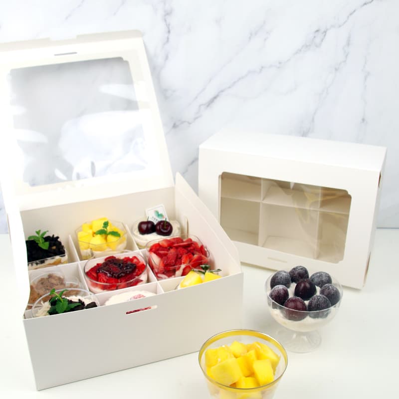Nine-Grid Dessert Box Packaging Transparent Cream Mousse Cup See-Through Baking Window Takeout Box