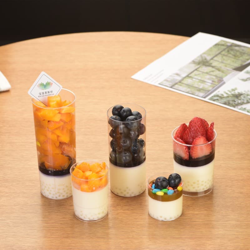 Straight Mousse Cup Jelly Cup Trifle Cup Pudding Cup Wine Cup Cake Cup Plastic Transparent with Lid Disposable Cup
