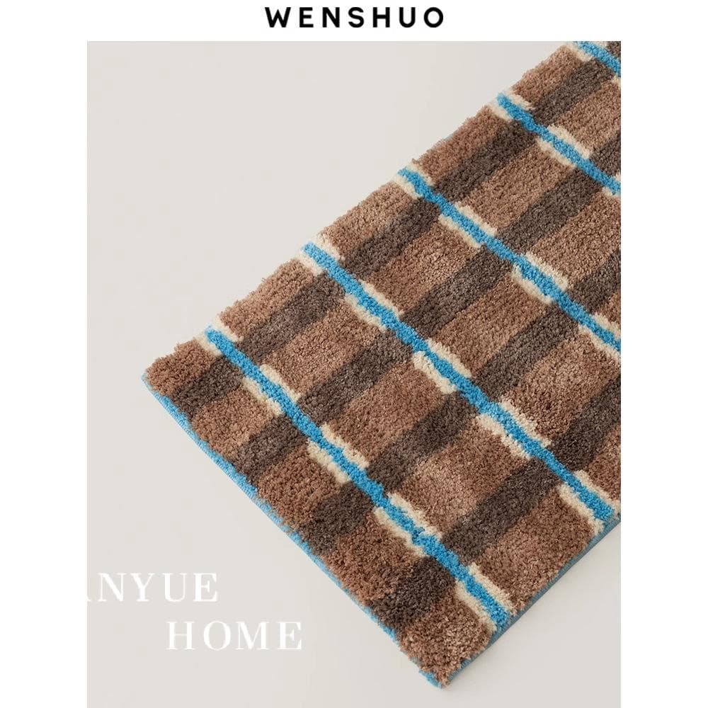 Vintage Tufted Faux Cashmere Carpet Bathroom Vanity Room Tufted Non-Slip Mat Room Entry Doormat