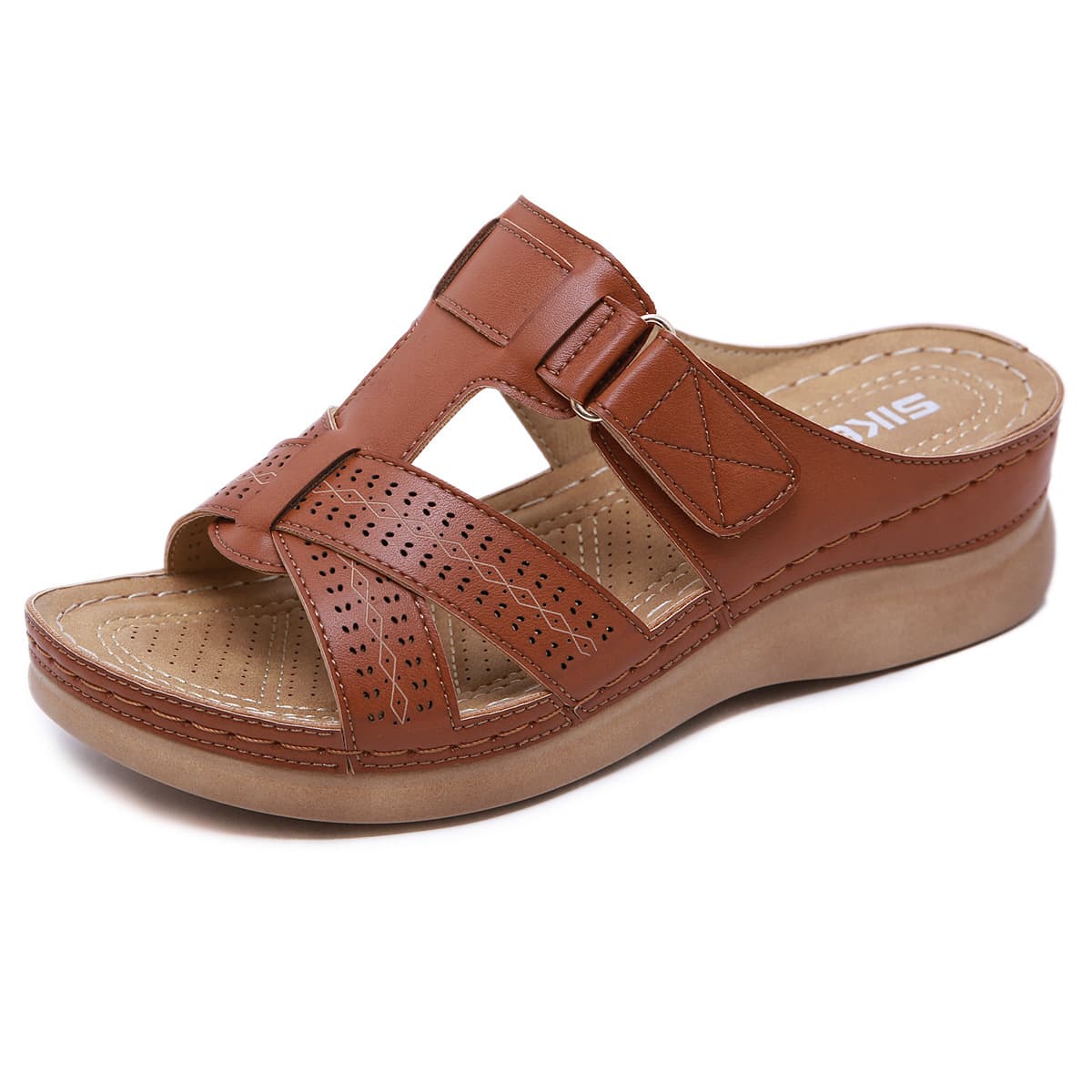 New 2025 European and American Sandals Women's Cross-Border Stitching Mother's Shoes Large Size Sandals Wedge Slippers Dropshipping