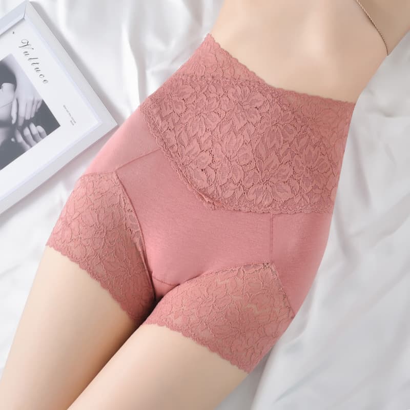 High-Waisted Safety Pants for Women, No Need to Wear Underwear, Large Size Waist Leggings, Pure Cotton, Anti-Exposure, Lace, Can Be Worn Outside Shorts