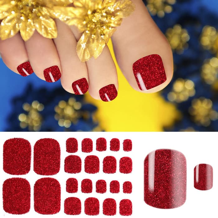 New 22 Nail Art Stickers Pure Color Onion Pink Foot Stickers Waterproof Toenail Stickers Full Stickers Wholesale Cross-Border E-Commerce