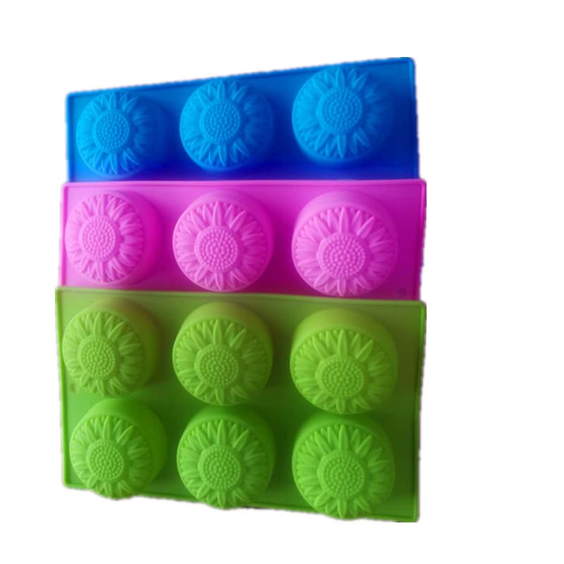 6 Hole Sunflower Pattern Silicone Cake Mold, Western Dessert Baking Mold, Handmade Soap Set, DIY Jelly Mold