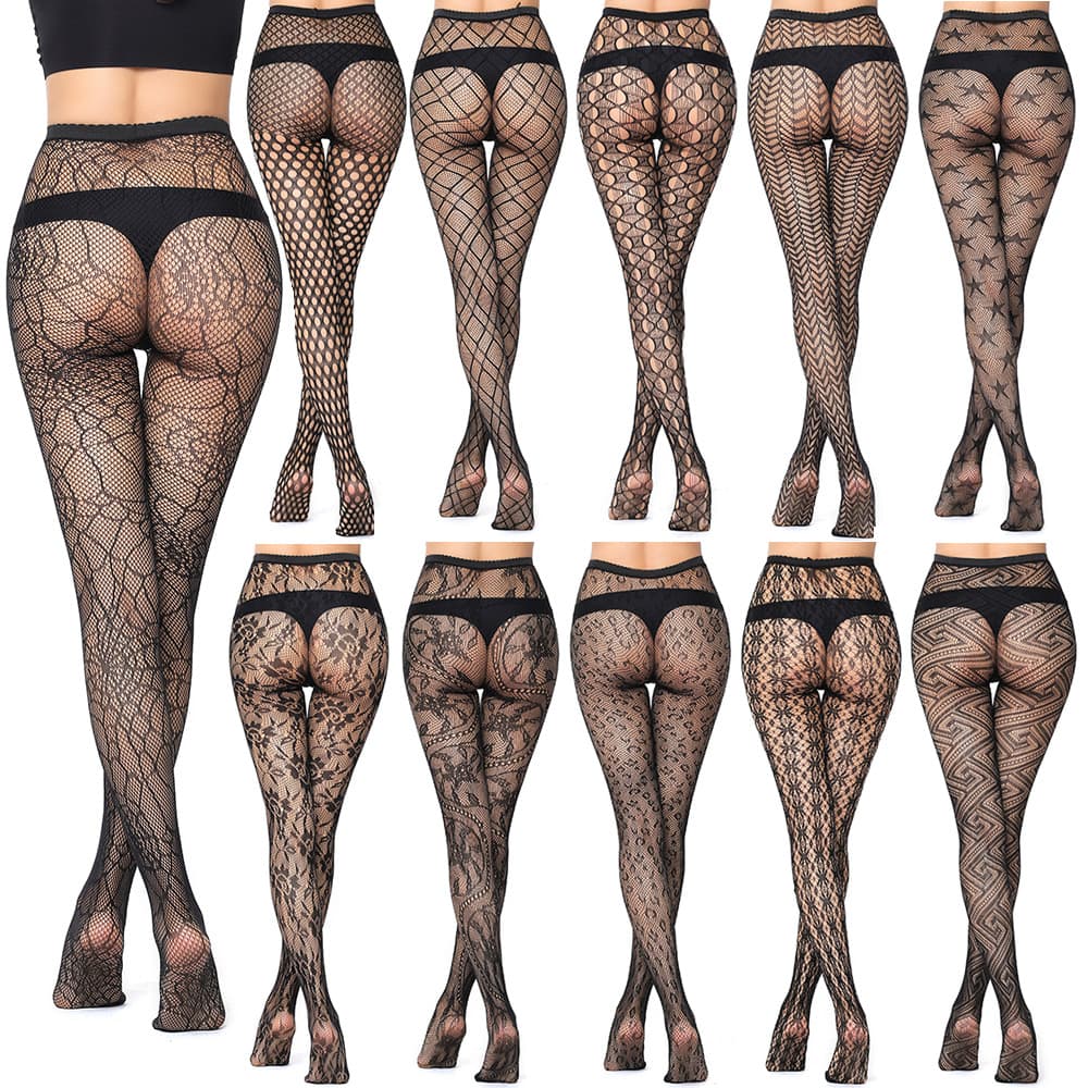 High Elastic European and American Jacquard Fishnet Stockings, Sexy Stockings, Spider Web Tights, Small G-String, White Moon Butterfly, Foreign Trade Pantyhose