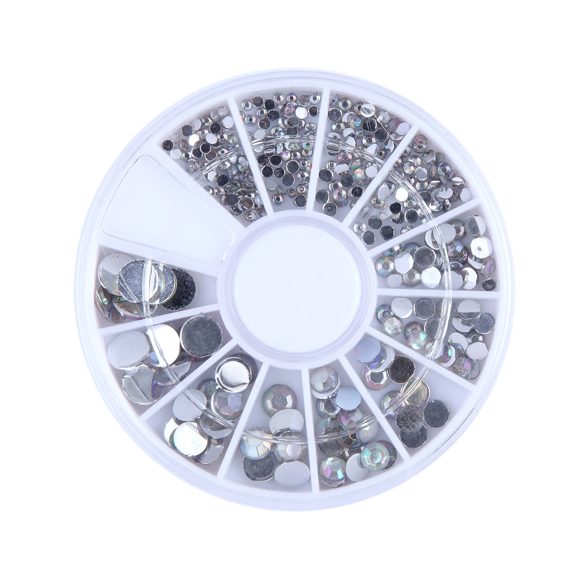 Nail Art Accessories, Round Box, Different Specifications, Silver Diamonds, Nail Art Decorations, Domestic Flats Bottom Diamonds