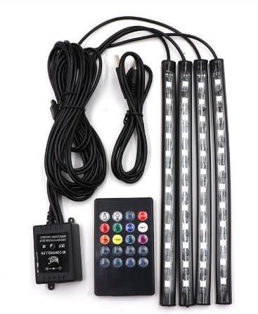 Car Led Decorative Atmosphere Light 12Smd Colorful Voice-Controlled Atmosphere Light One to Four Colorful Atmosphere Light USB