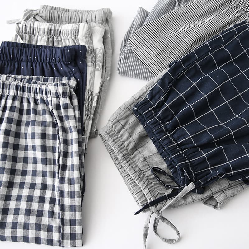 Men's Cotton Pajama Shorts for Summer, Home Shorts, Cotton Gauze Loose Large Size Beach Pants