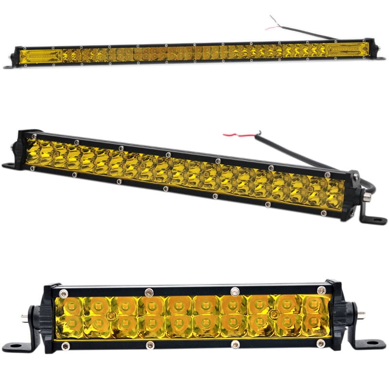 Car led ultra-thin double row long strip spotlight front bar in the net strong light modification highlight truck light yellow light anti-fog lamp