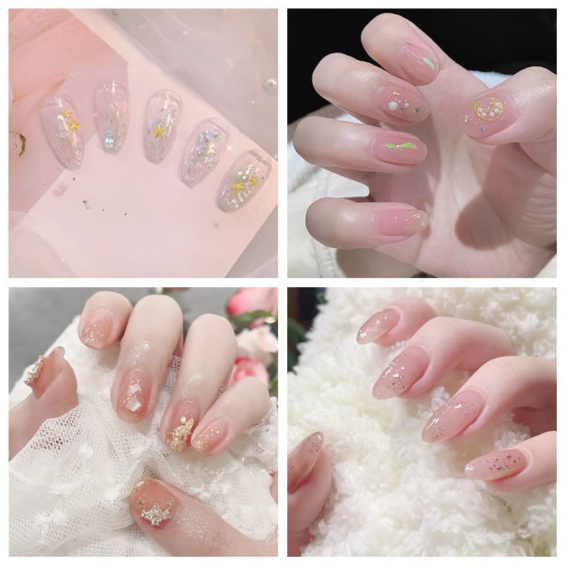 Trendy New Autumn Winter White Star Moon Nail Sticker Laser 5D Nail Sticker Full Coverage Wearable Nail Sticker