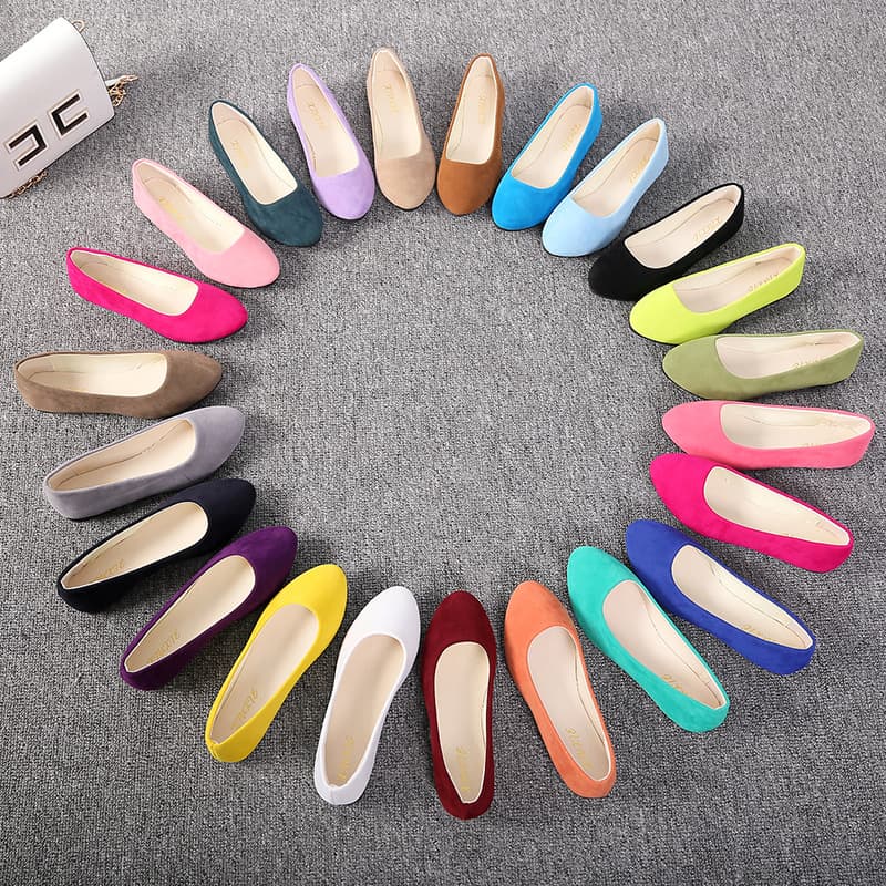 2026 Spring and Autumn New Style Suede Korean Style Pointed Toe Women's Shoes Candy Color Flat Shoes Large Size Women's Shoes 40-43 Foreign Trade