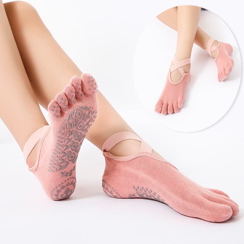 Yoga socks cross-border square slip dispensing five-finger foreign trade finger socks open toe strap factory direct supply yoga socks