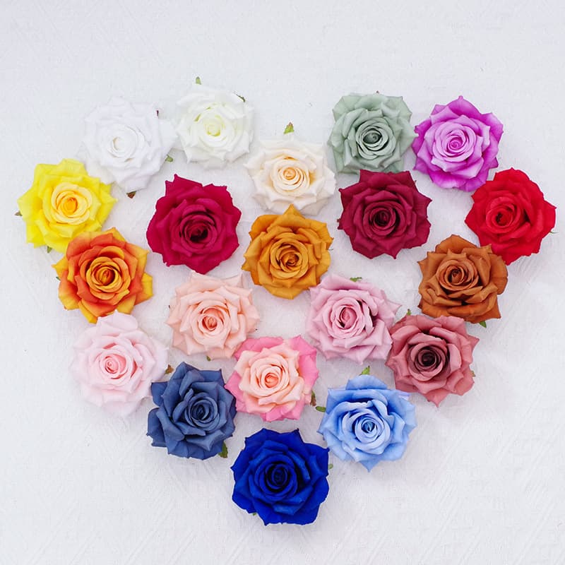 10cm Simulated Curled Diamond Rose Head Export Cross-Border Flower Ball Flower Arrangement Flower Arrangement Wedding Simulated Flower