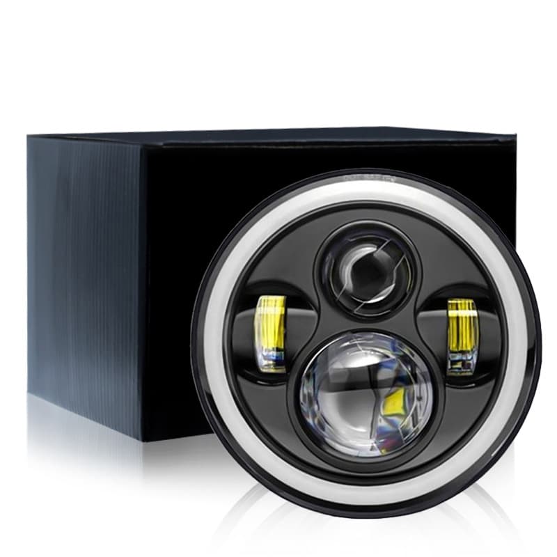 Popular Harley Wrangler 7-Inch 60W 4-Bead Angel Eye Modified LED Headlight Motorcycle Off-Road Vehicle Headlight