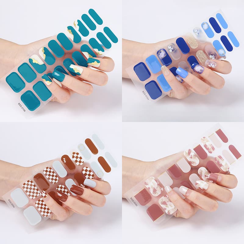 Zhengxiang's New Onion Powder Gel Nail Stickers Semi-Cured Uv Nail Stickers Gel Nial Flash Nail Stickers Fresh and Trendy