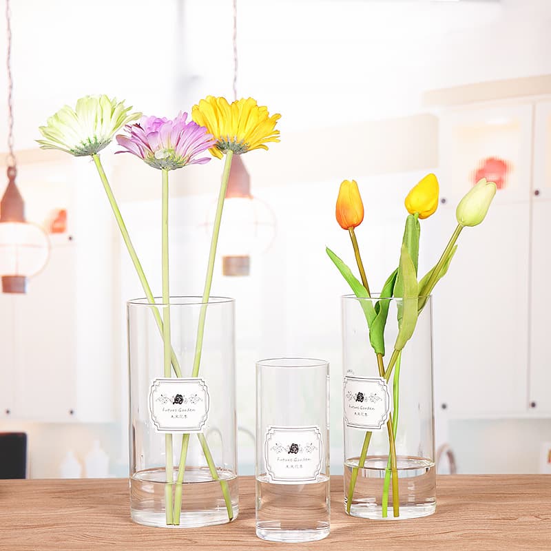 Scandinavian Straight Glass Vase Simple Hydroponic Flower Vase Candle Cup Accessible Luxury Home Dried Flower Decoration Ornaments
