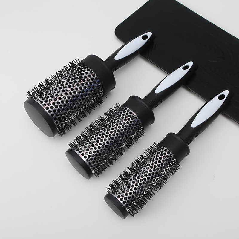 Factory direct hair styling nylon Wool comb cylinder curly hair roll comb heat conduction aluminum tube comb bangs hairdressing tools