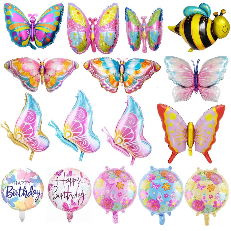 Butterfly Ladybug Flower Aluminum Film Balloon Children's Birthday Party Decoration Butterfly Shape Balloon Wholesale