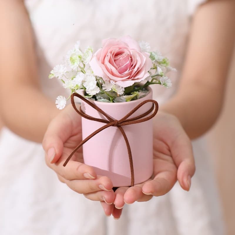 Small Hug Bucket Single Flower Packaging Mini Cylindrical Box Solid Color Small Flower Box Mother's Day DIY Materials
