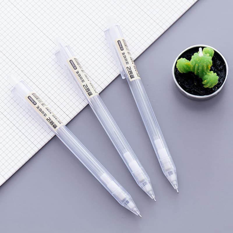 Simple Japanese transparent rod frosted mechanical pencil 0.5mm core primary school students learning stationery automatic pen 0.7mm
