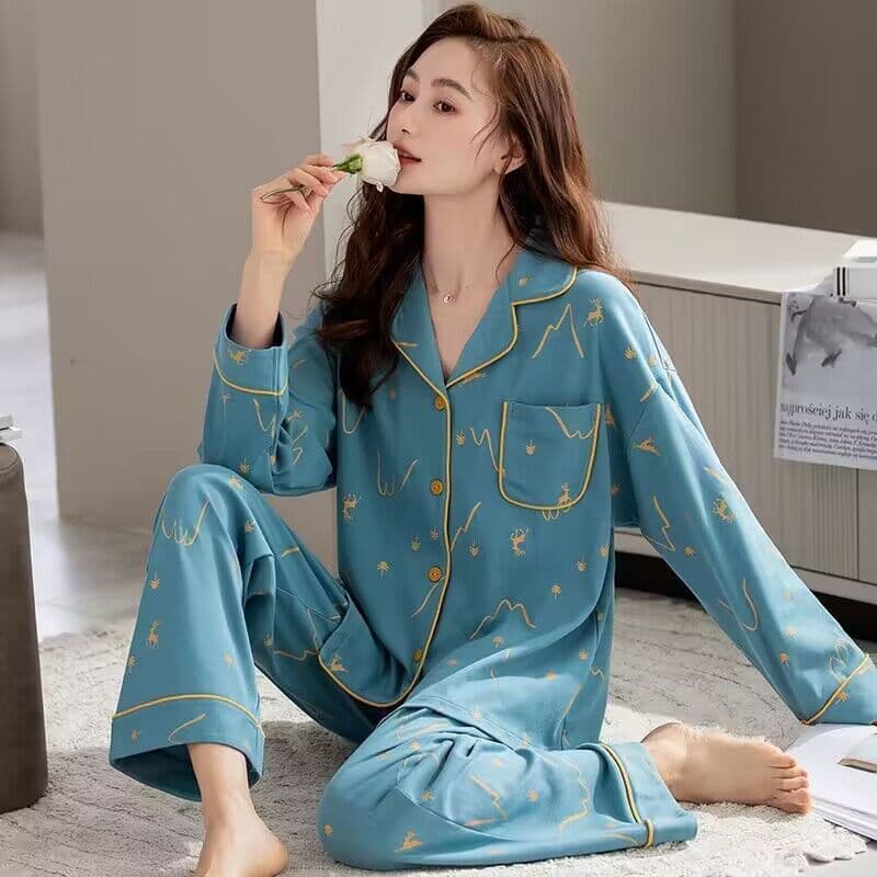 100% Cotton High-End Double-Sided Pajamas for Women Spring & Fall Long-Sleeved 2025 New Cotton Outer Wear Home Clothes Set