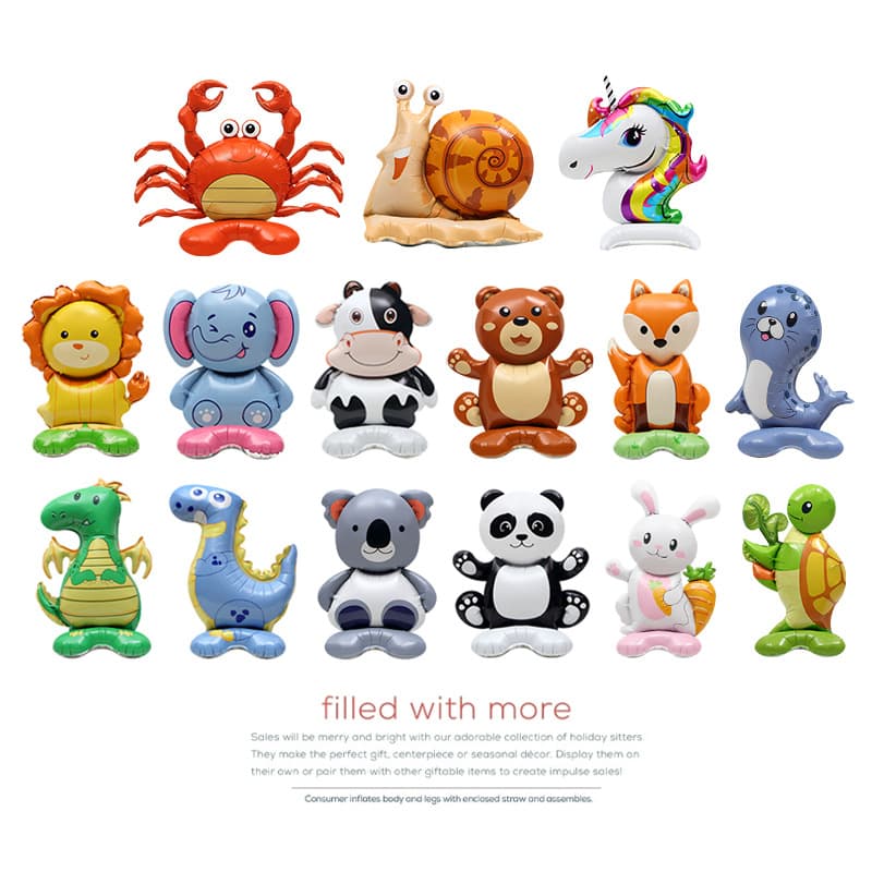 Party Decoration Photography Props Toy Balloon 4D 3D Standing Small Animal Cartoon Shape Aluminum Foil Balloon