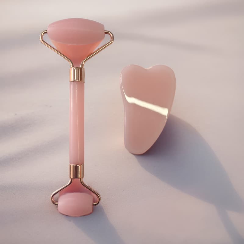 Rose Quartz Roller Massager, Non-Jade Acrylic Facial Massage, Facial Shaving, Beauty Massage Stick, Shaping and Skin Care