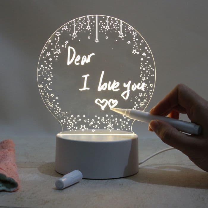 Factory wholesale blank board 3D night light acrylic erasable handwritten note memo message board Night Light
