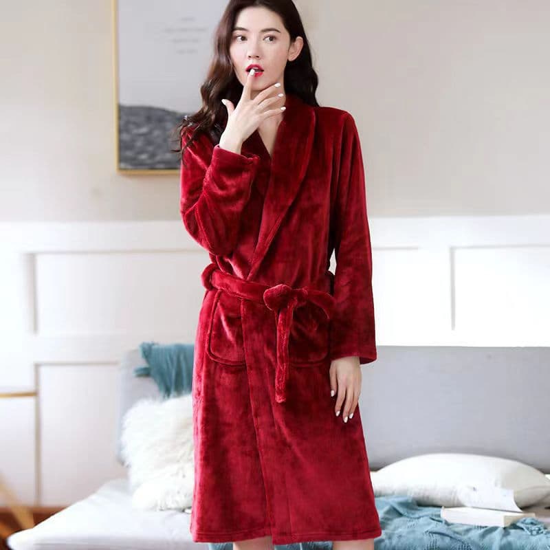 2026 Spring Autumn Casual Coral Fleece Bathrobe Pajamas Flannel Nightgown Winter Flannel Nightgown