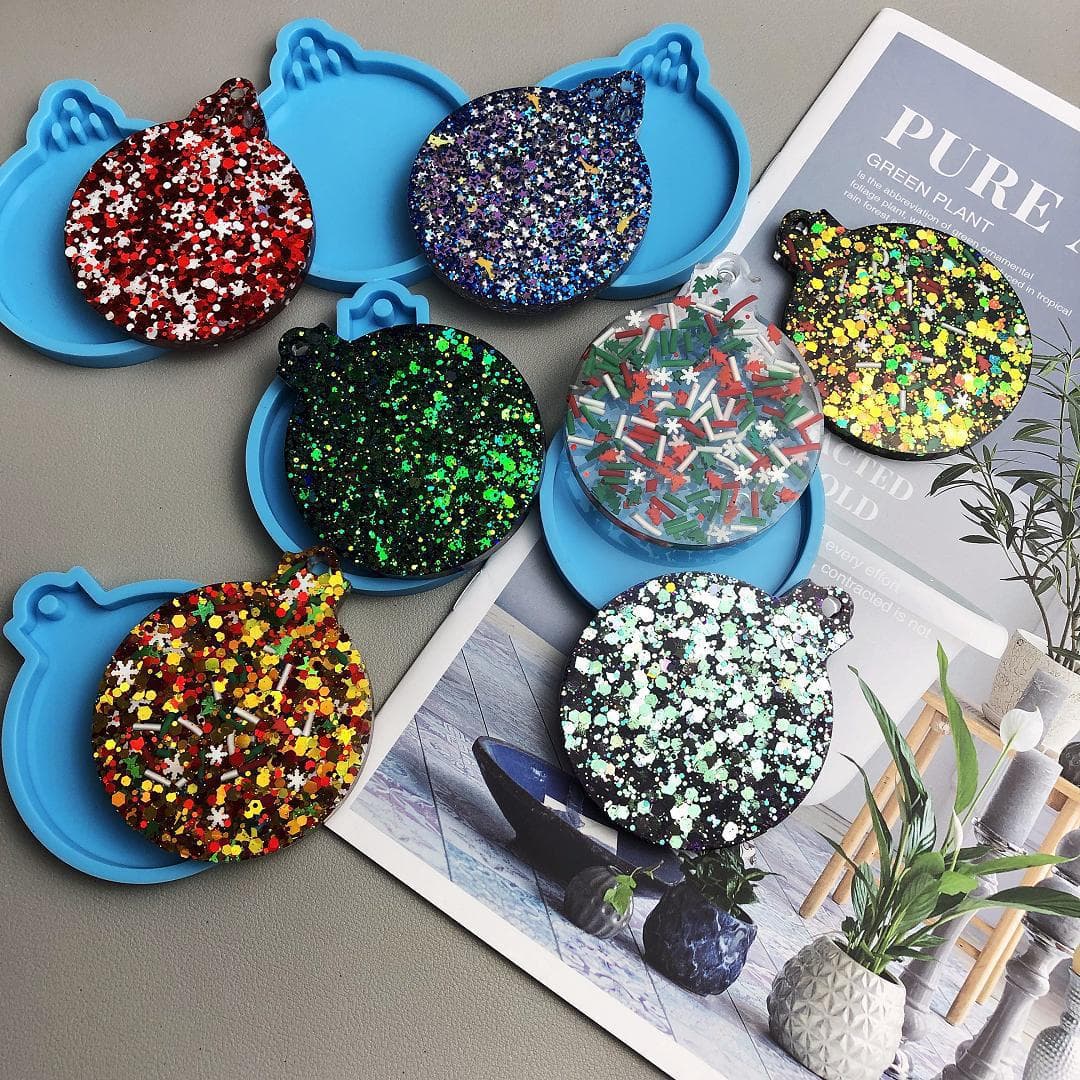 Christmas Blank Round Silicone Mold DIY Creative Pendant Jewelry Keychain Decoration Christmas Glue Mold