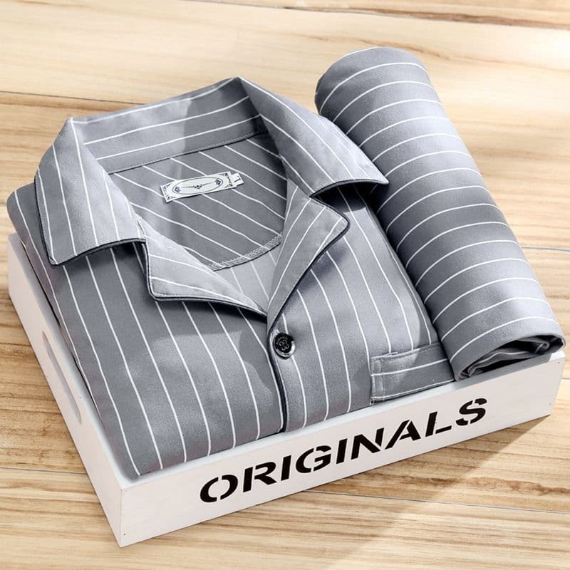 100 High-End Pajamas Men's Long-Sleeve Spring and Autumn 2023 New Men's Casual Middle-Aged Youth Summer Home Suit
