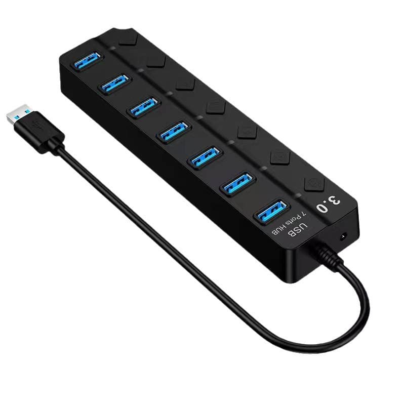 Wholesale USB3.0 splitter multi-functional 7-port HUB extension computer one drag seven HUB with switch hot sale