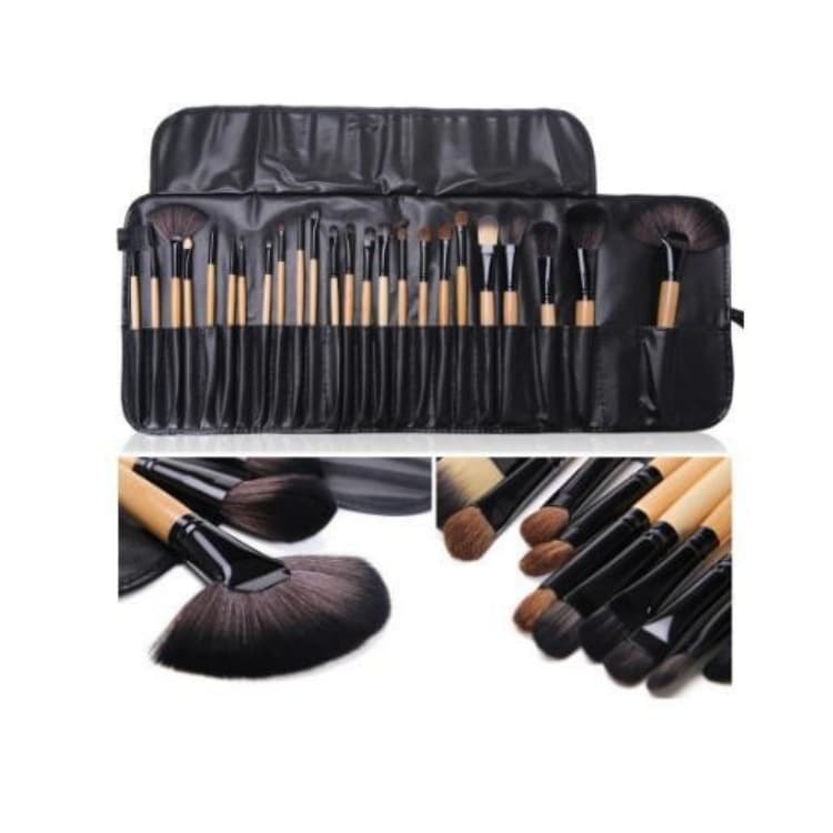 Spot Direct Sales Makeup Brushes in Stock Wood Color Makeup Brush Set 24 Pieces Free Brush Bag Makeup Beauty Tools