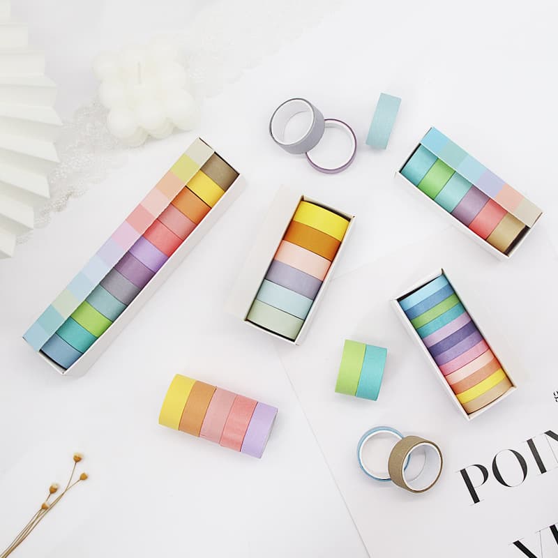Wheat youth macaroon and paper tape solid color DIY decorative stickers 3 boxed 12 color hand account tape material
