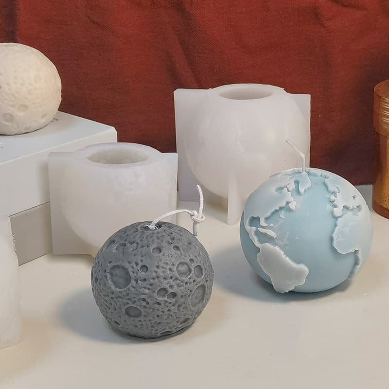 Sanxin Upgraded 3D Moon Earth Aromatherapy Candle Mold Silicone Moon Meteorite Gypsum Handmade Soap Abrasive Tool