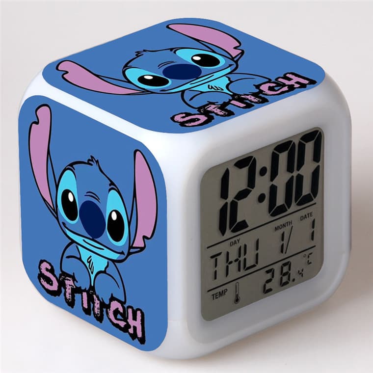 Cartoon Stitch alarm clock Stitch children's gift colorful color change Square alarm clock AliExpress foreign trade supply