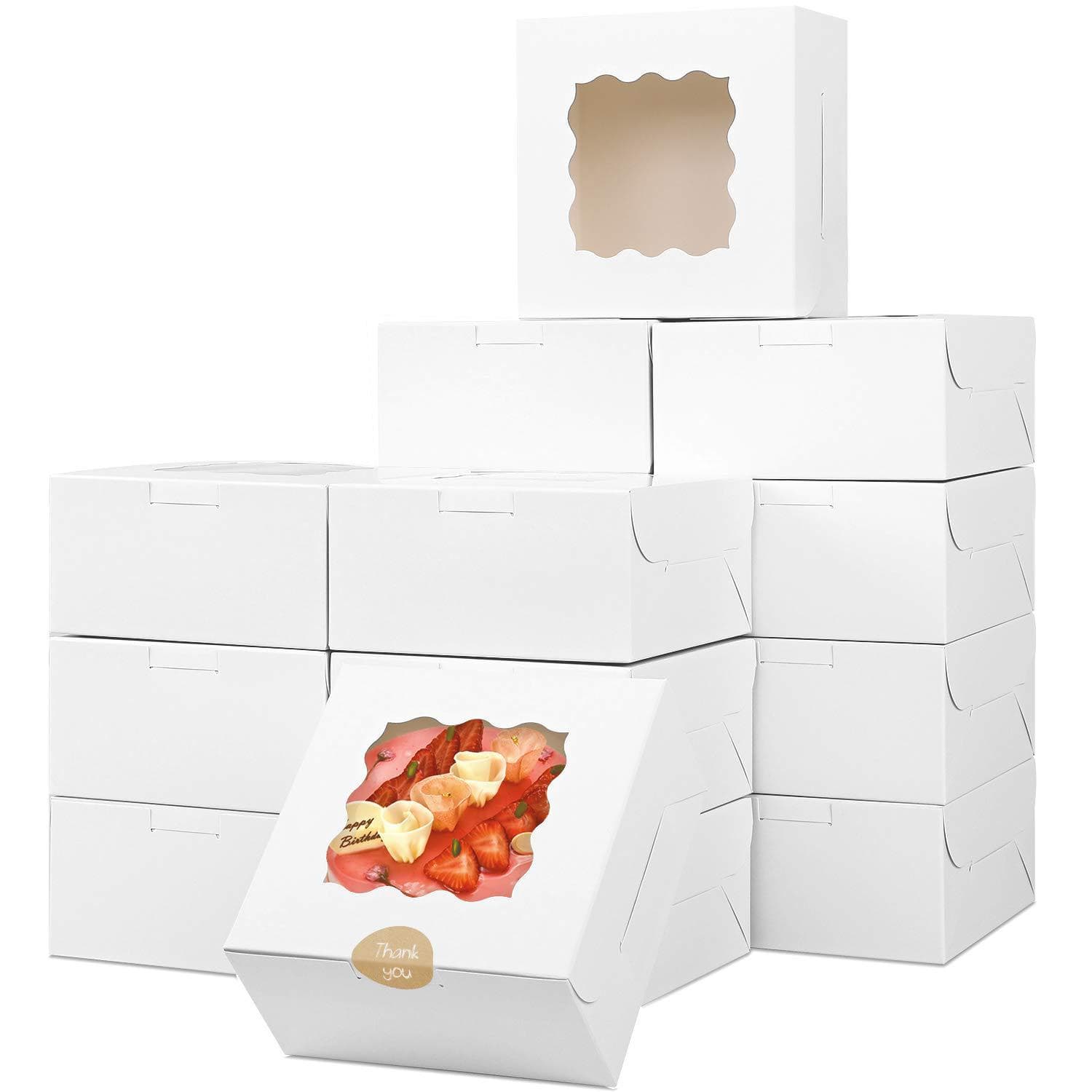 Factory Direct Sales of Ready-Made Cake Boxes, Pastry Donut Boxes, Large Wave Window Macaron Packaging Paper Boxes, Baking Packaging