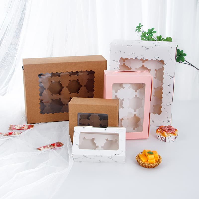 2/4/6/12 Cupcake Packaging Box Window Maffen Box Western Point Box Cupcake Box Tart Packing Box