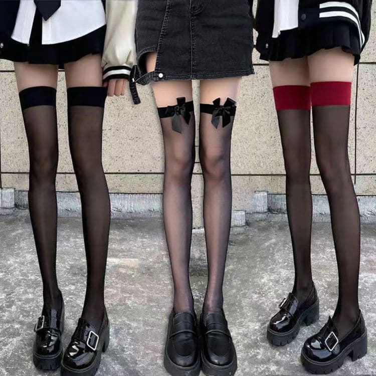 Wholesale Mid-Calf Over-The-Knee Socks, Summer Thin Transparent Long Thigh-High JK Socks, Trendy Sexy White Socks for Women