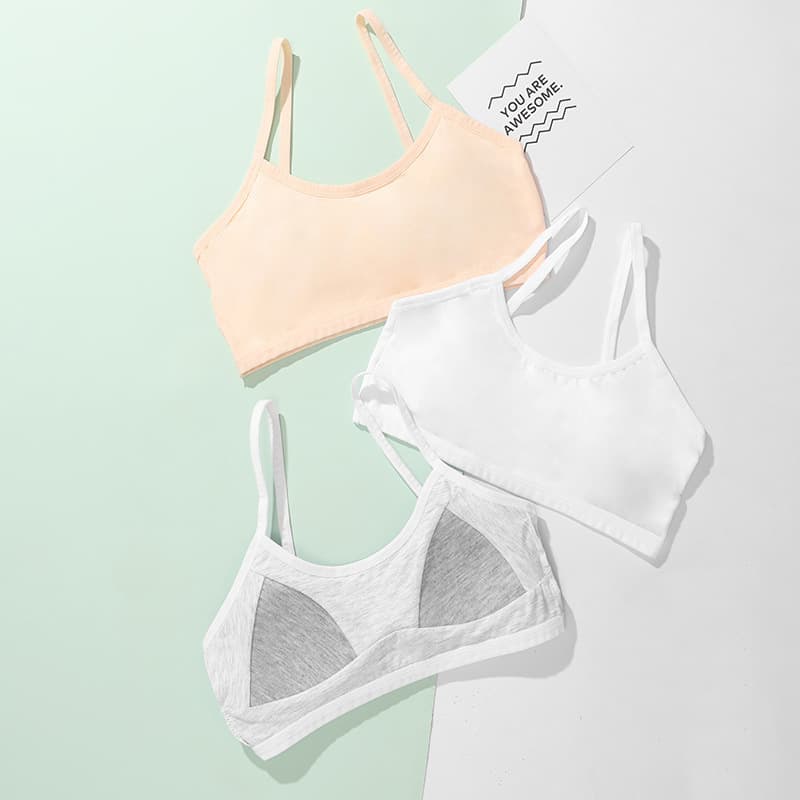 Girls' Intimates, Junior High School Students' Vests, Middle School Students' Developmental Period, High School Korean Style Pure Cotton Wire-Free Adolescent Bras