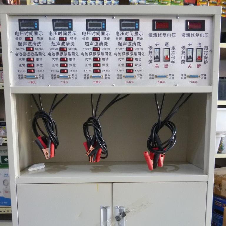 Battery equipment 6-channel activator for lead-acid electric vehicles, battery repair equipment, and testing.
